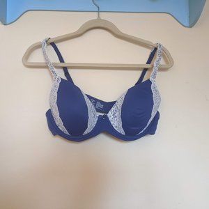 Soma Embraceable Full Coverage Lace Trim Bra - Sz 36C- NWT - Jewel Blue/Ivory